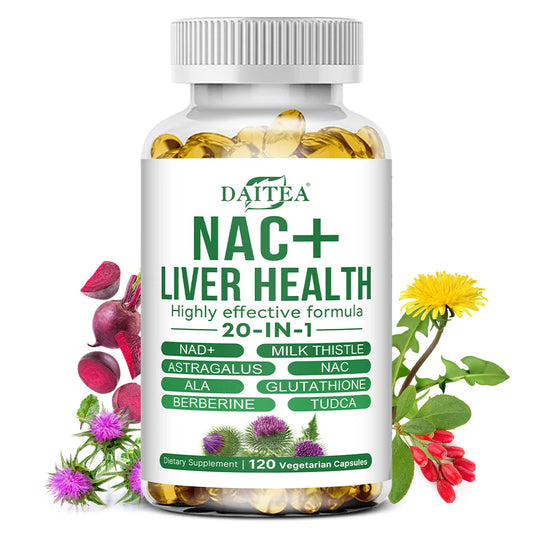 Liver Advanced+, 20-in-1 Complex with Milk Thistle, Dandelion, NAD, NAC, Glutathione, Artichoke, Turmeric, & Astragalus, Non-GMO Peaceful Pleasures Health and Wellness