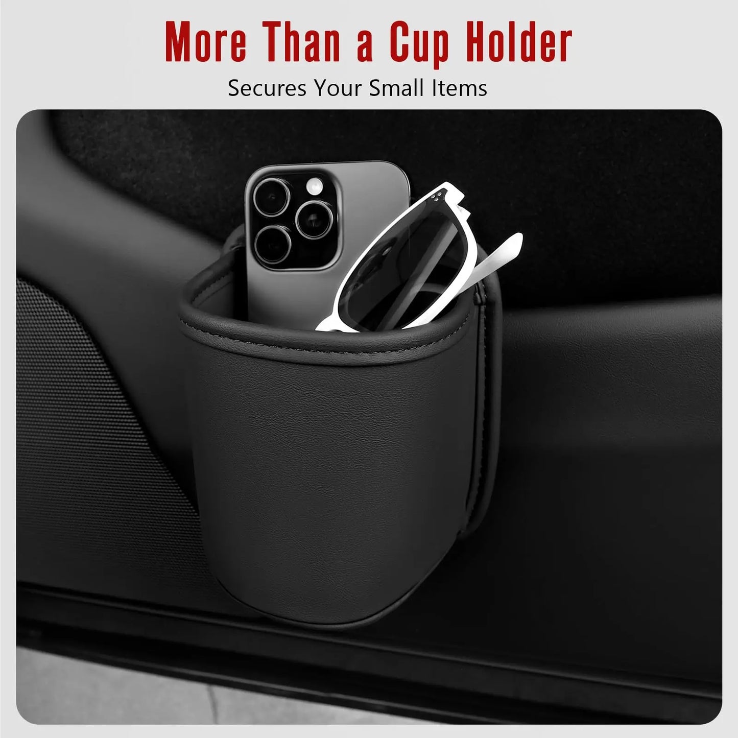 PU Leather Car Cup Holder – Clip-On Seat & Door Organizer