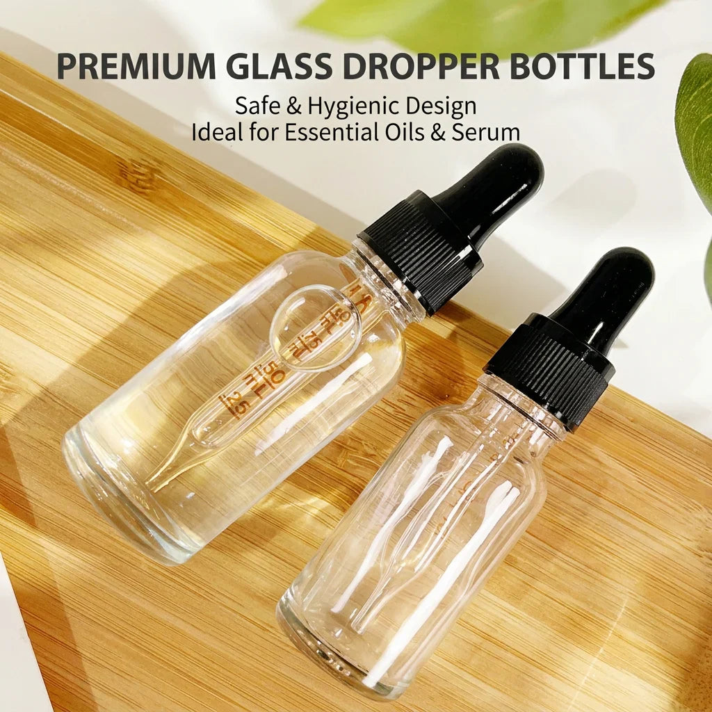 Glass Dropper Bottles – Refillable Serum & Essential Oil Vials