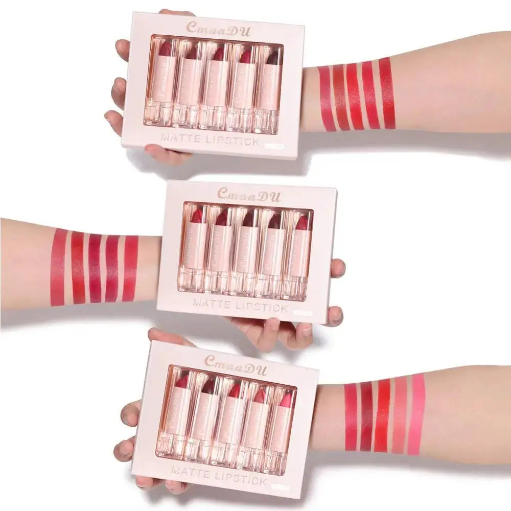 CmaaDu 5-Piece Velvet Matte Lipstick Set – Waterproof & Long-Lasting