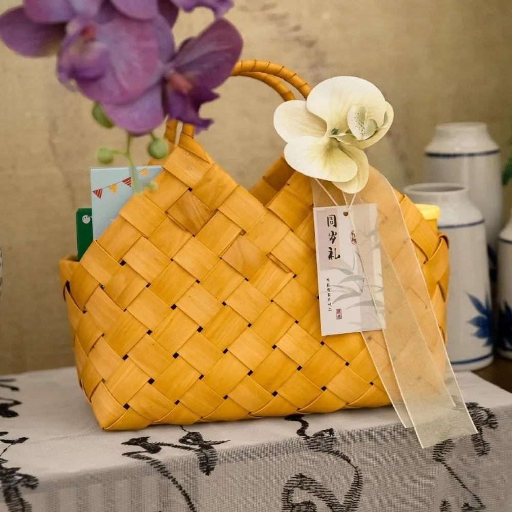 Rustic Hand-Woven Wicker Basket with Handle | Décor & Organizer