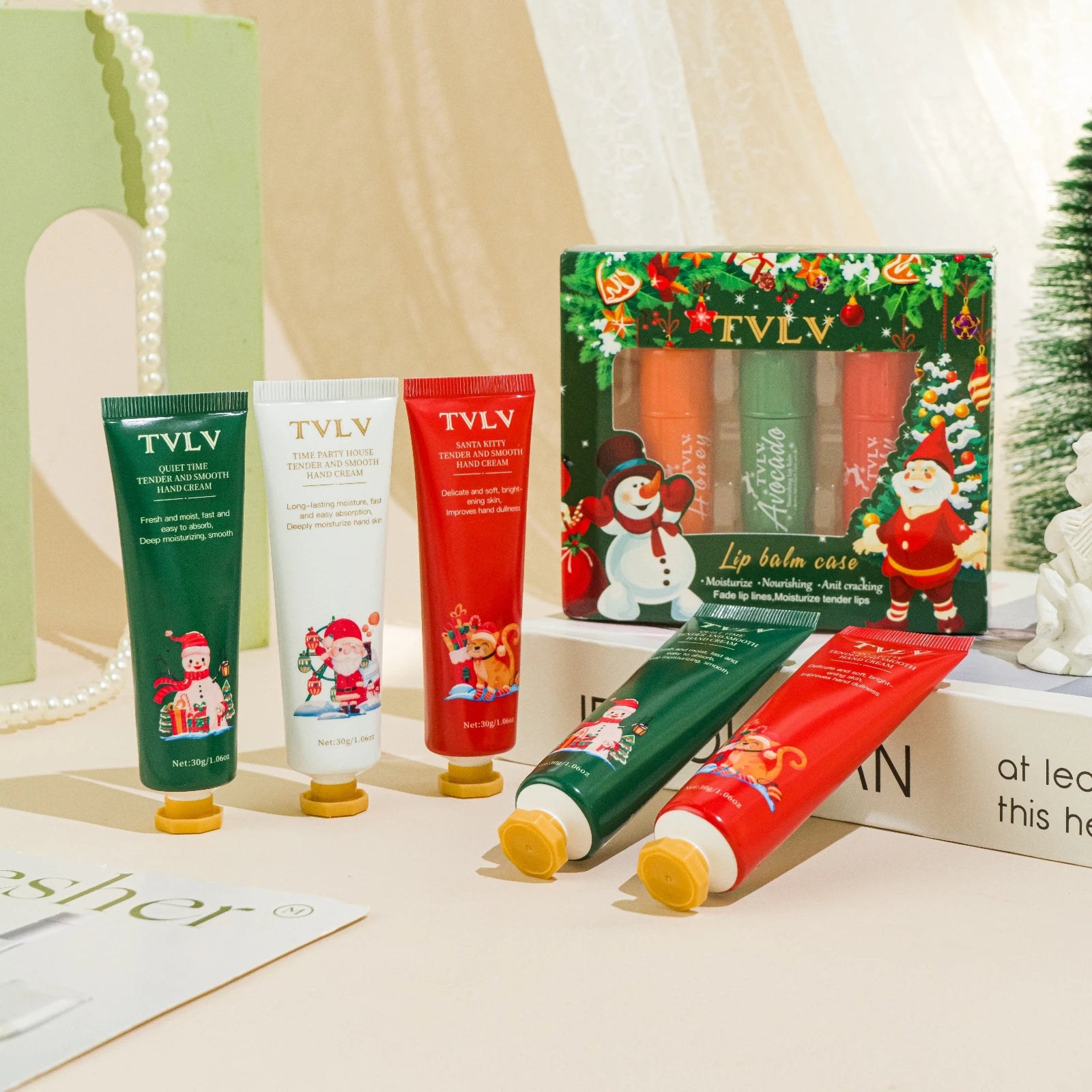 Christmas Moisturizing Skincare Set for Dry Skin Peaceful Pleasures Health and Wellness Red