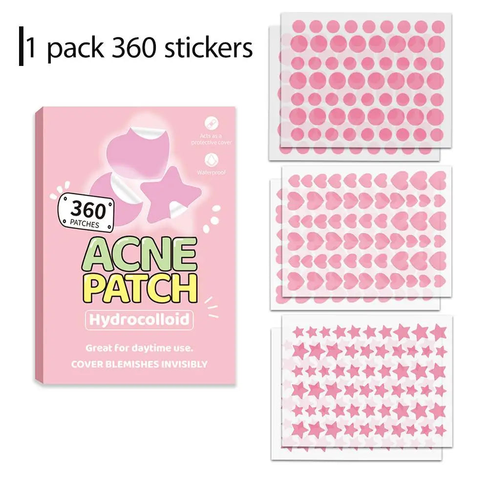 Cute Hydrocolloid Acne Patches 360 Pcs – Stars, Hearts & Dots for Face Breakouts Peaceful Pleasures Health and Wellness pink-360counts