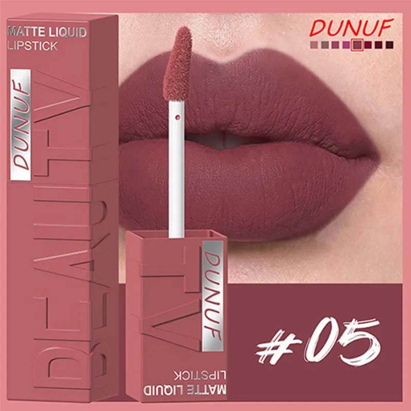 DUNUF Matte Velvet Liquid Lipstick – Long-Lasting Purple Lip Gloss