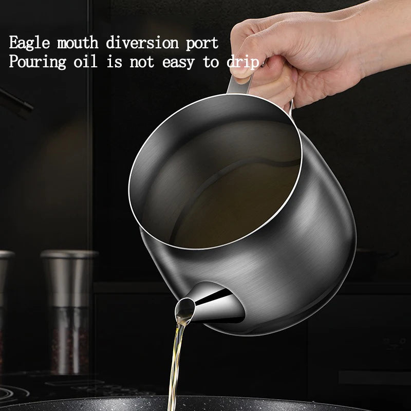 1/1.5/2L 304 Stainless Steel Oil Strainer Pot Cooking Oil Can with Fine Mesh Strainer Kitchen Fat Storage Kitchen Accessories Peaceful Pleasures Health and Wellness