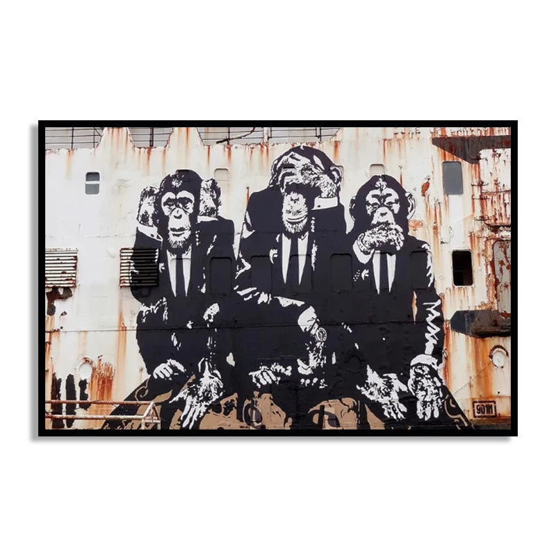 Graffiti Banksy Art Poster Banksy Image Series Printed Canvas Art Mural Used for Home Wall and Living Room Decoration, Framel Peaceful Pleasures Health and Wellness
