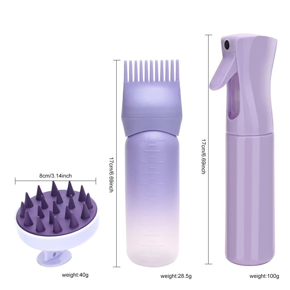 3 Pcs Set Spray Bottle Hair Brush Natural Wet Curly Hollow Detangling Hair Brush Set Salon for Professional Hairdressing Tools Peaceful Pleasures Health and Wellness