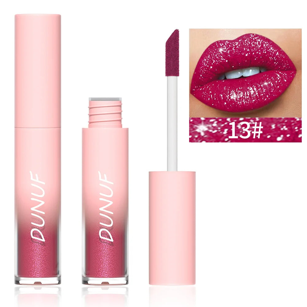 DUNUF Glitter Lip Gloss 18 Colors | Diamond Shimmer Liquid Lipstick