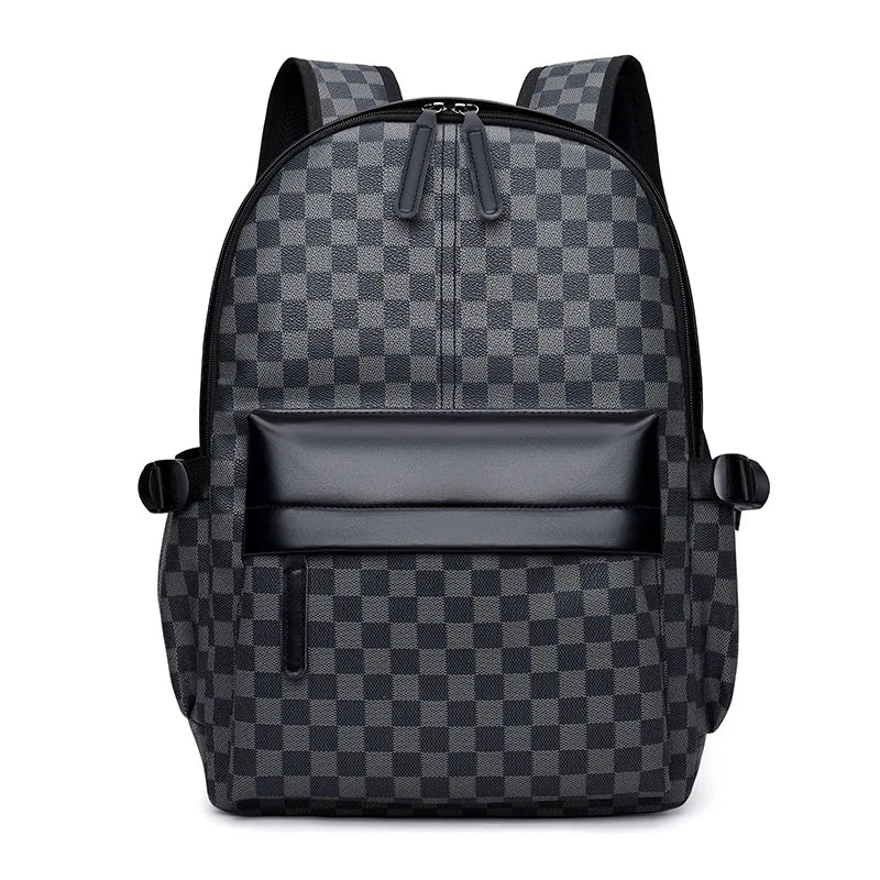 Men's Plaid PU Backpack | Laptop Travel Commuter Bag 20-35L