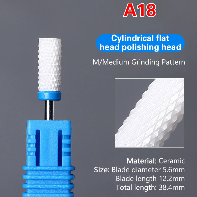 Ceramic Milling Cutter Nail Drill Bit Electric Manicure Pedicure Mill Bits Machine Files Nail Art Tools Equipment Peaceful Pleasures Health and Wellness A18