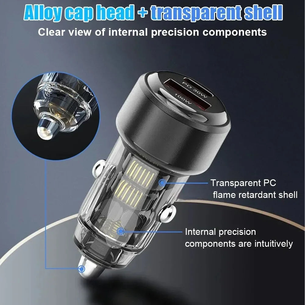 130W USB-C PD & QC 3.0 Fast Car Charger – iPhone & Android