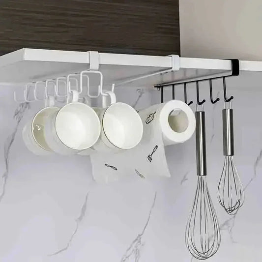 Hot Hole-free Kitchen Hook Rack, Iron Double-row Hook Hanging Rod, Kitchen Utensil Rack, Spoon and Shovel Rack, Wall Hanging Peaceful Pleasures Health and Wellness
