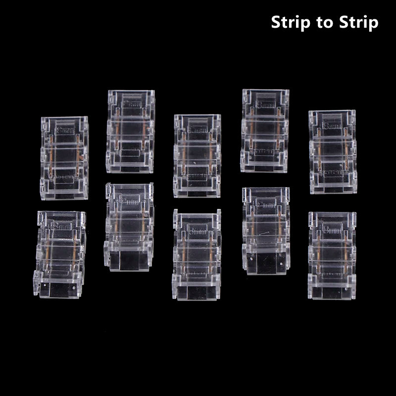 10-Pack 8mm 2-Pin COB LED Strip Solderless Connectors