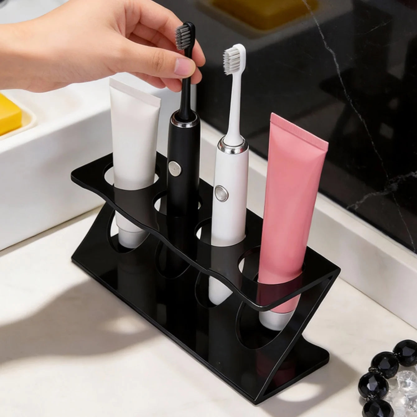 Ventilated Toothbrush Holder Stand | Bathroom Organizer