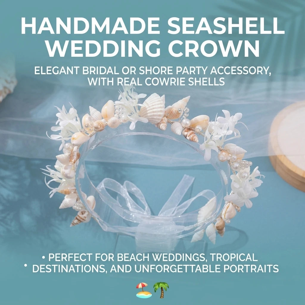 Shell-Flower Hairband for Women Hand-made Bridal Headpiece with Natural Seashell Peaceful Pleasures Health and Wellness