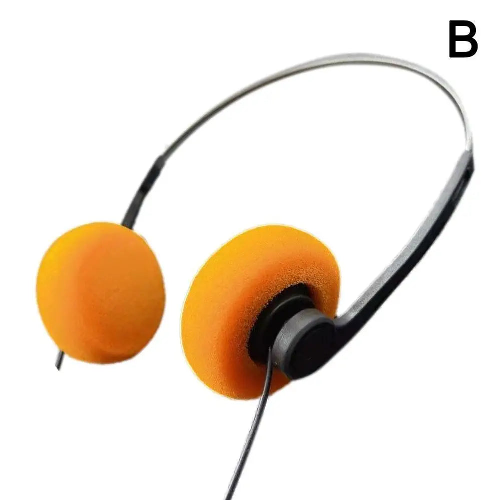 Retro Wired Headphones – 3.5mm Mini Fashion Earphones for Music & Photo Props Peaceful Pleasures Health and Wellness orange