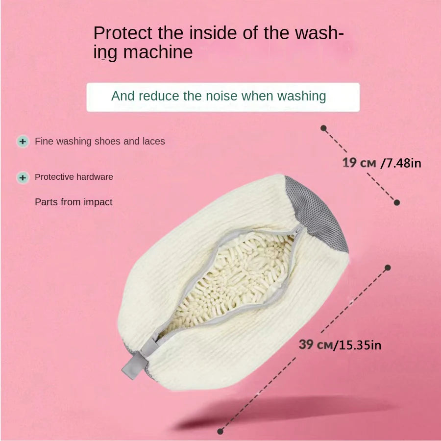360° Fluffy Fiber Shoe Washing Bag – Reusable Zipper Laundry Bag Shoe Laundry Bag Peaceful Pleasures Health and Wellness
