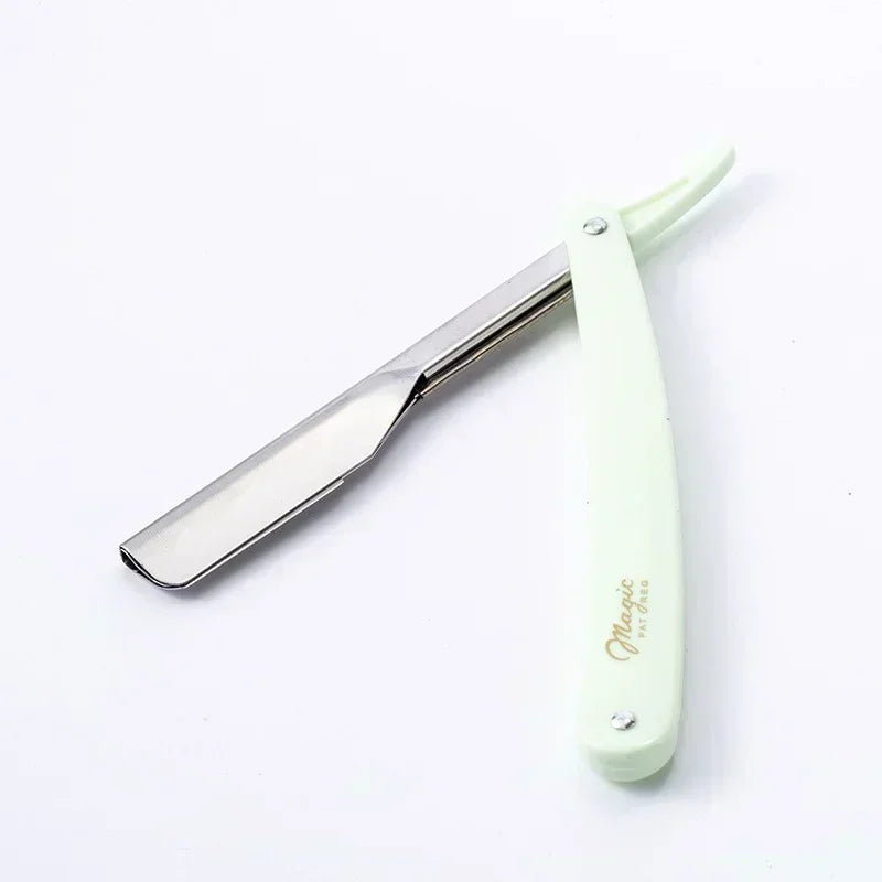 Professional Straight Edge Barber Razor | Stainless Steel Shaver Straight Edge Razor Peaceful Pleasures Health and Wellness green