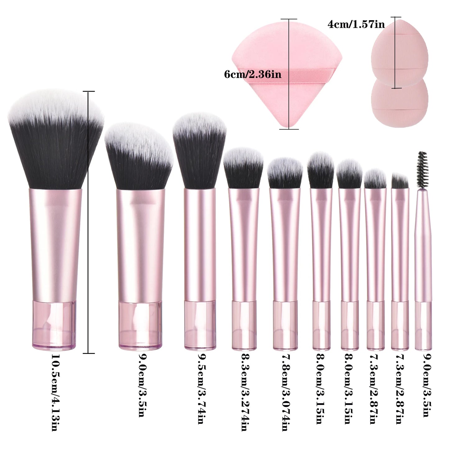 10-Piece Pink Mini Travel Makeup Brush Set | Professional Tools