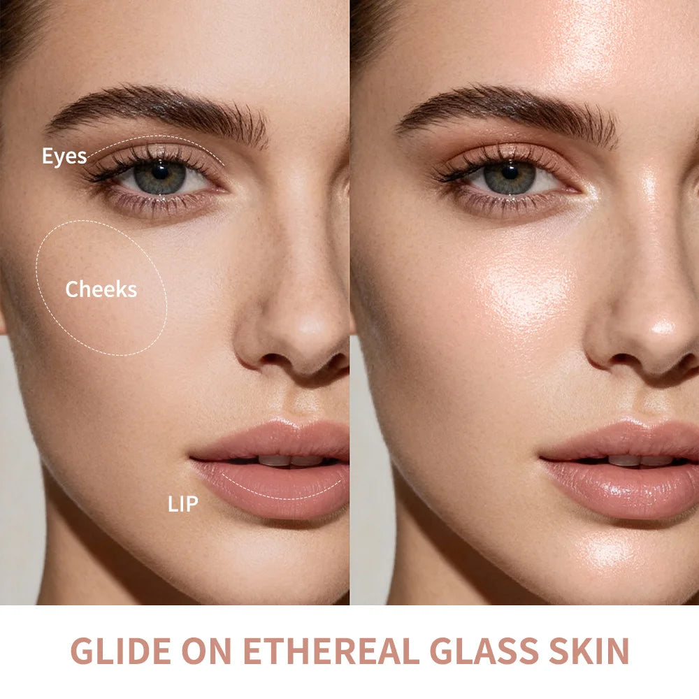 Bio- Glassy Highlighter Balm Nourishing Buildable Long Lasting Non Sticky Multipurpose Stick For Eye Cheek Lips Body Cosmetics Peaceful Pleasures Health and Wellness