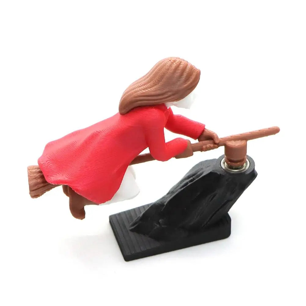Witch Wizard Broomstick Moving Dashboard Ornament | Car Decor