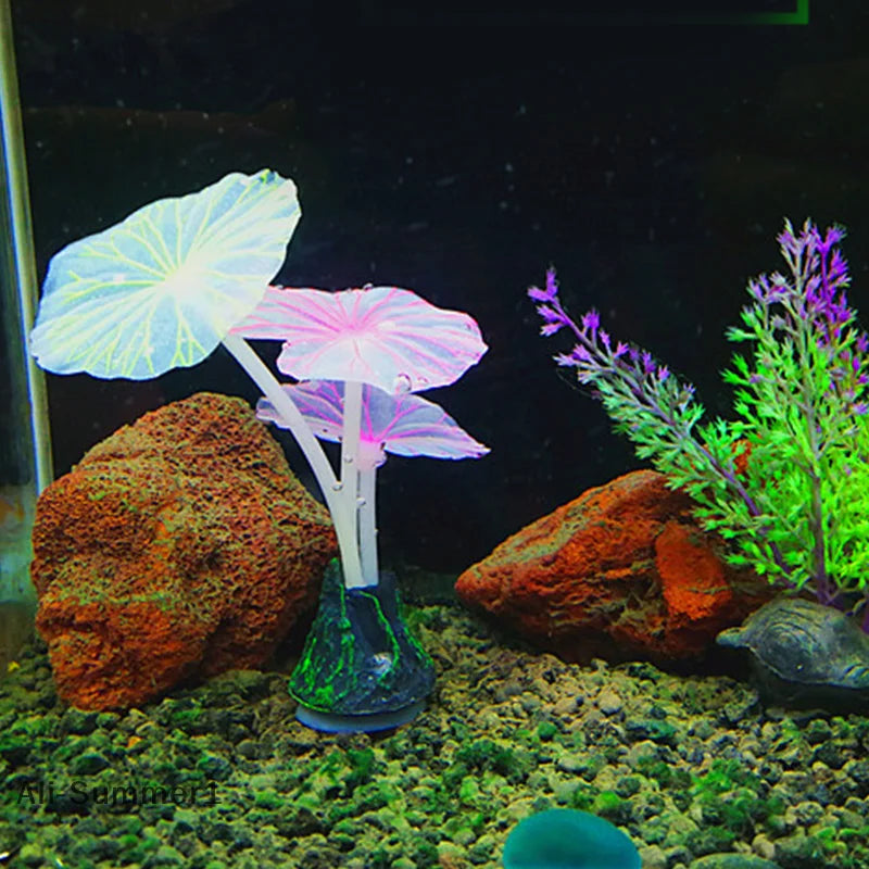 Fluorescent Silicone Artificial Aquarium Plant Decoration 10cm