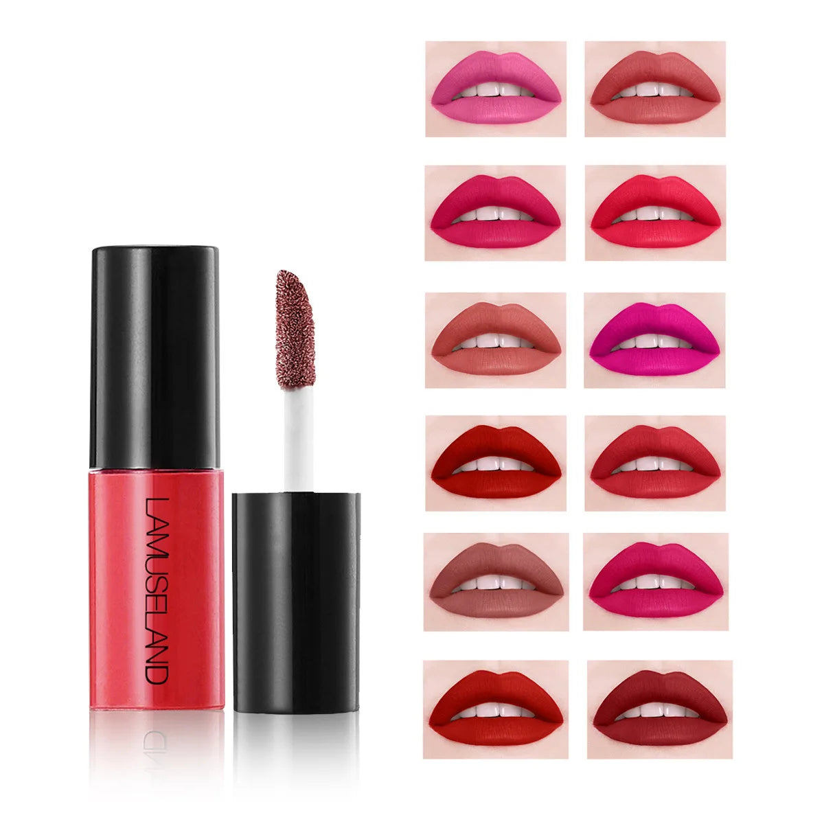 12-Color Velvet Matte Liquid Lip Gloss – Waterproof, Long-Lasting