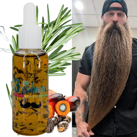 GZE 3-in-1 Beard Oil | Batana, Rosemary & Castor Oil – 60mL Beard Oil Peaceful Pleasures Health and Wellness Default Title