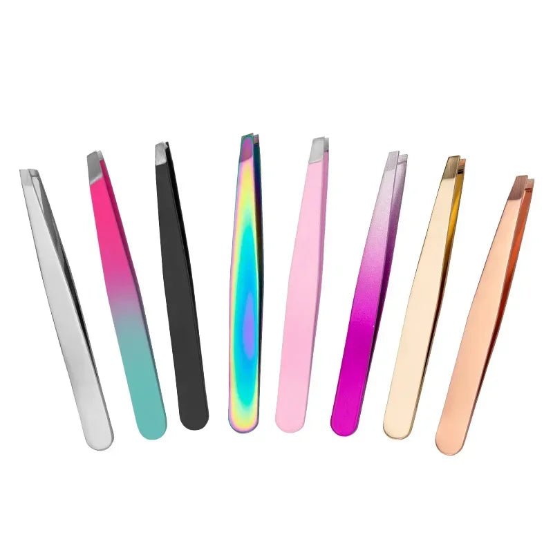 5pcs Stainless Steel Slanted Eyebrow Tweezers for Shaving and Hair Removal, Blackhead Remover Peaceful Pleasures Health and Wellness