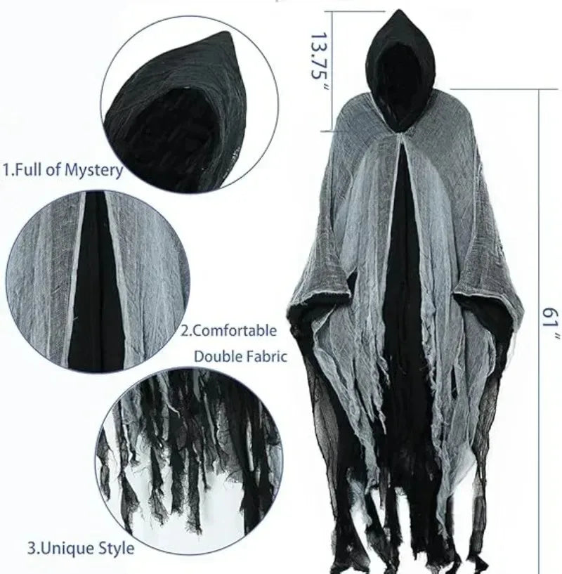 Halloween Hooded Cloak Cape | Ghost Zombie Cosplay Costume