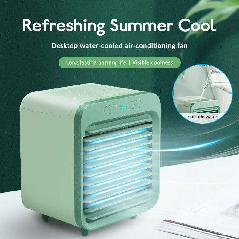 Portable Mini Air Conditioner Desktop Fan USB Rechargeable Air Cooler Table Cooling Mist Fan Humidifier for Office Home Peaceful Pleasures Health and Wellness