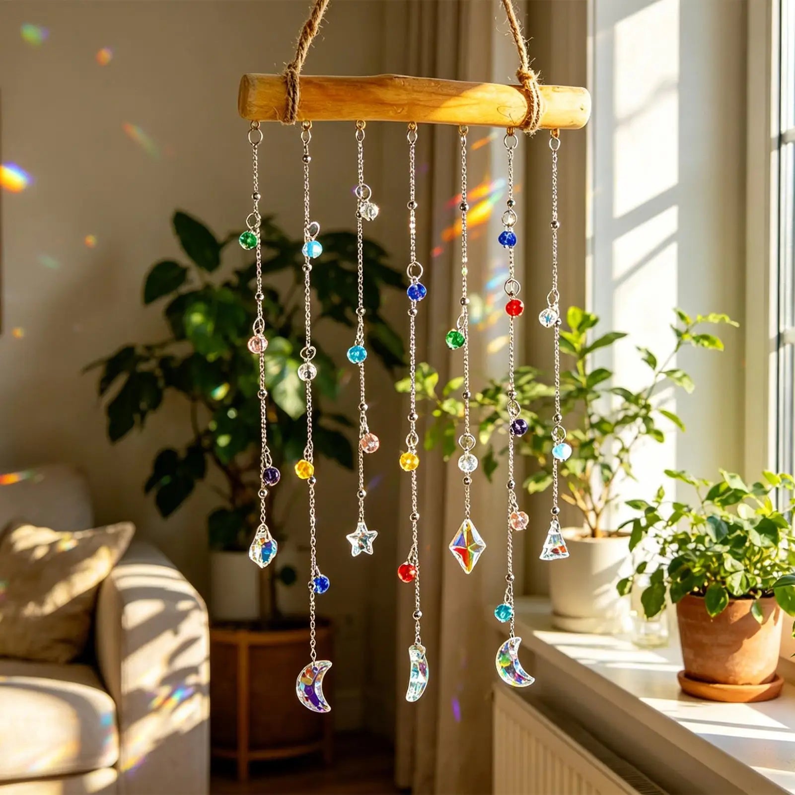 Light Catcher Crystal Home Decor Wall Light Catcher Wind Chime For Outdoor Backyard Garden Patio Balcony Tree Door Bedroom Peaceful Pleasures Health and Wellness