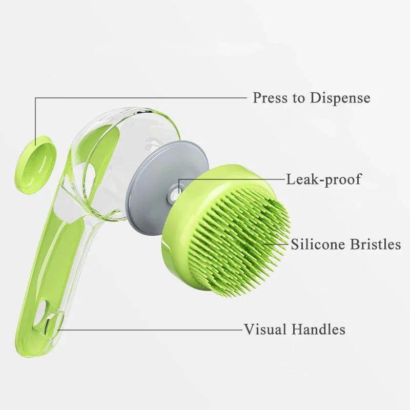 Long Handle Silicone Pet Bathing Brush for Dogs & Cats Pet Grooming Brush Peaceful Pleasures Health and Wellness