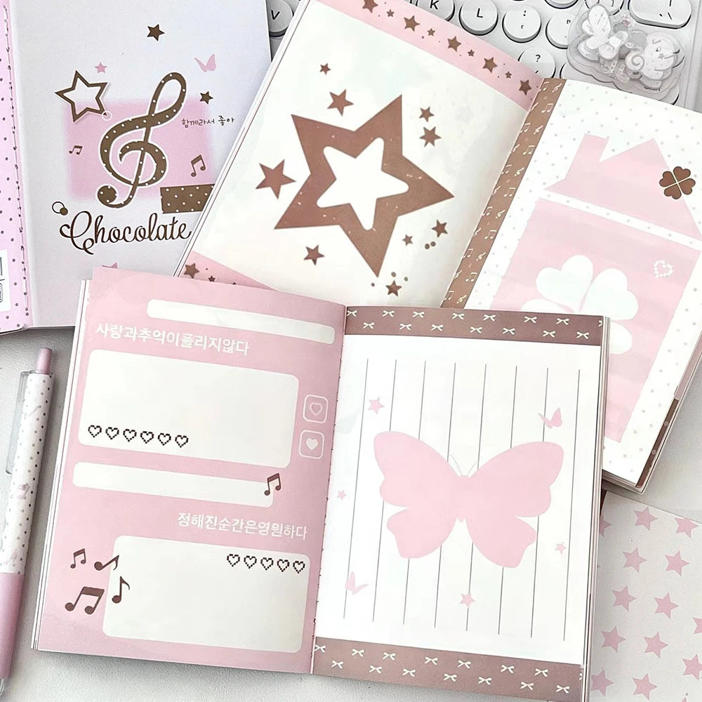 Pink Note Fixed Page Notebook Korean Ins Full-color Inner High-value