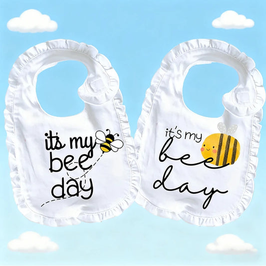 It's My Bee Day Ruffle Bib | Baby 1st Birthday Cake Smash Prop Baby Birthday Bib Peaceful Pleasures Health and Wellness