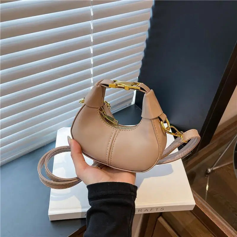 Women's Mini PU Leather Crossbody Bucket Bag | Gold Hardware