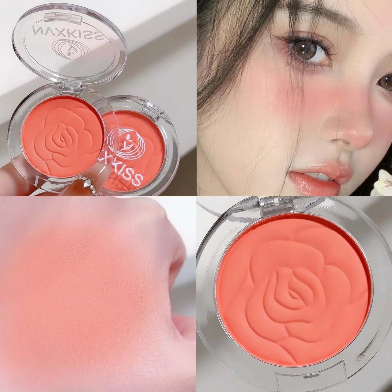 ZYXUAQIR Matte Powder Blush – Peach Pink Natural Finish