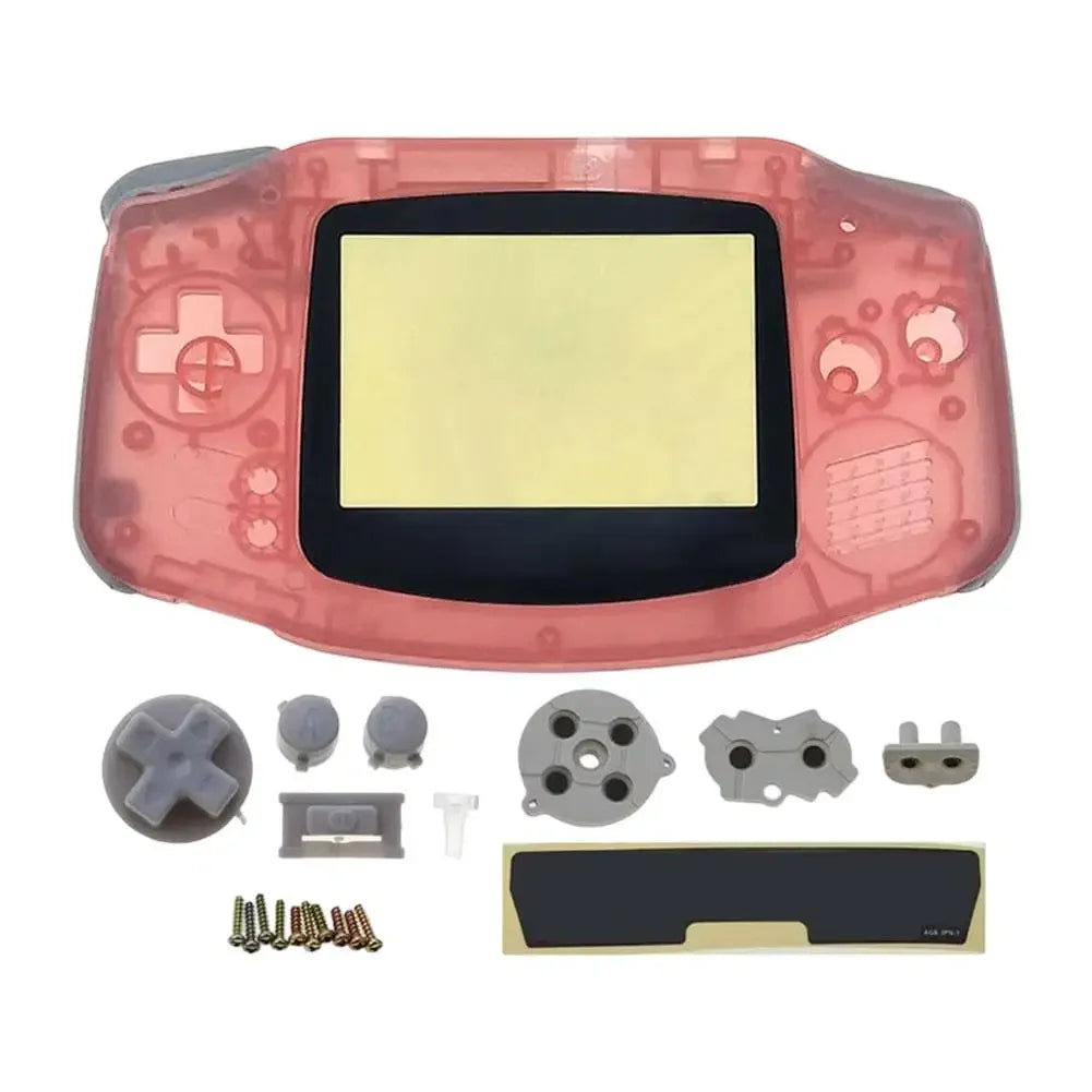 Full Housing Shell Replacement for Game Boy Advance GBA Clear Transparent Custom Case Cover Buttons Screws Full Set DIY Repair Peaceful Pleasures Health and Wellness Clear Pink