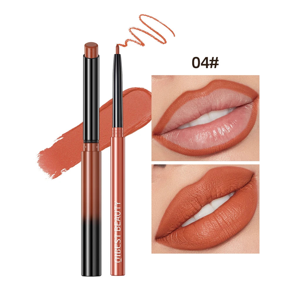QIBEST Matte Lipliner Pencil Lipstick Sets Nude Pink Red Contour Tint Lipstick Waterproof Lasting Lip Liner Pen Lips Makeup Kits Peaceful Pleasures Health and Wellness 04