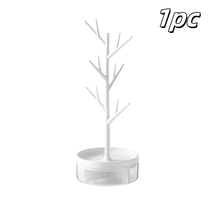 1pc Rotating jewelry storage rack, earring necklace storage, dressing table storage, display rack, multi-purpose storage rack Peaceful Pleasures Health and Wellness white