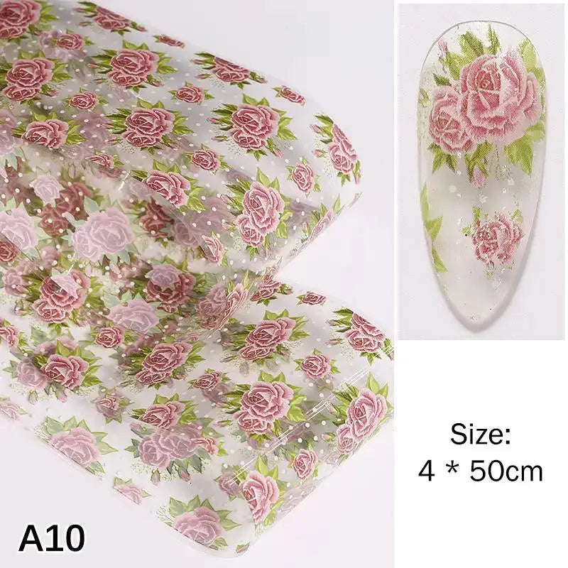 1Pcs Flower Nail Transfer Foils Stickers for Nail Art Peaceful Pleasures Health and Wellness A10