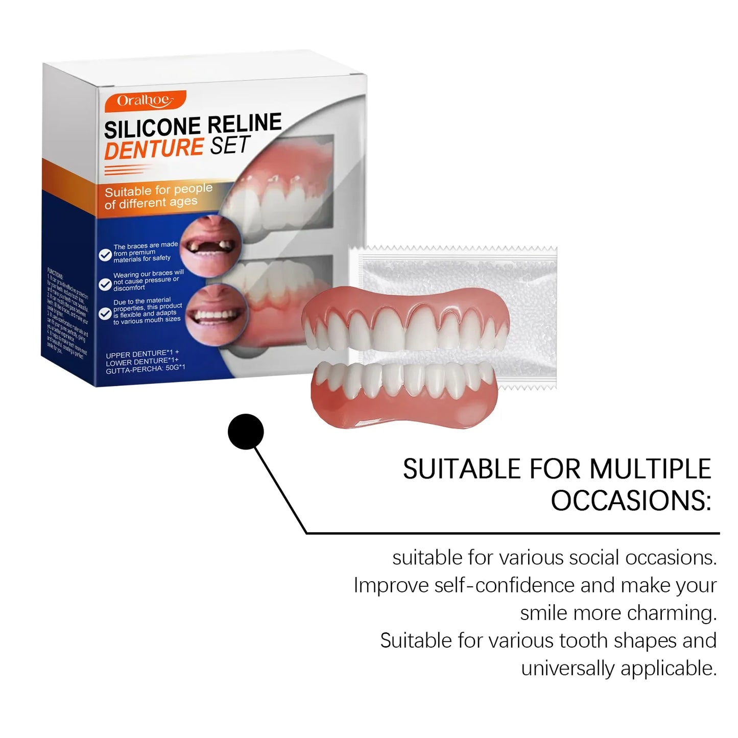 Oralhoe Soft Silicone Denture Liner Kit – Upper & Lower Set