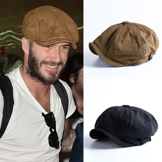 Men's Cotton Retro Newsboy Beret | British Octagonal Painter Hat Newsboy Beret Hat Peaceful Pleasures Health and Wellness