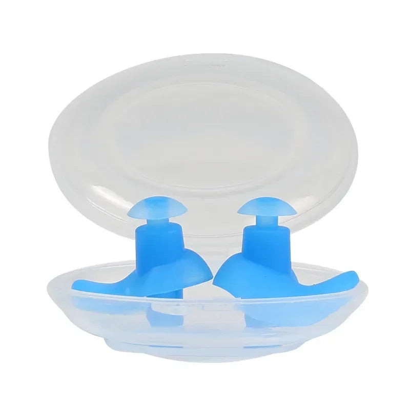 Swimming Earplugs for Diving, Surf and Water Sports, Silicone Waterproof, Anti Noise and Dustproof Plugs Peaceful Pleasures Health and Wellness Blue