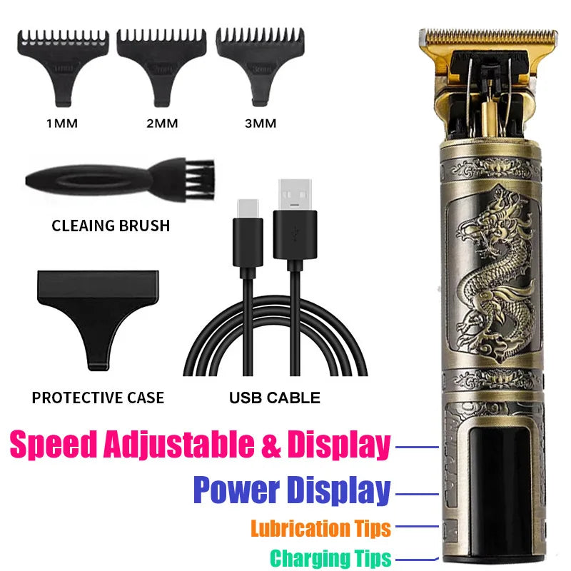 Men's Vintage Hair Clipper T9 Professional Portable Electric BarberHair Cutting Machine Boyfriend Gift/Hair Clipper Accessories Peaceful Pleasures Health and Wellness 068-PhoenixDragon