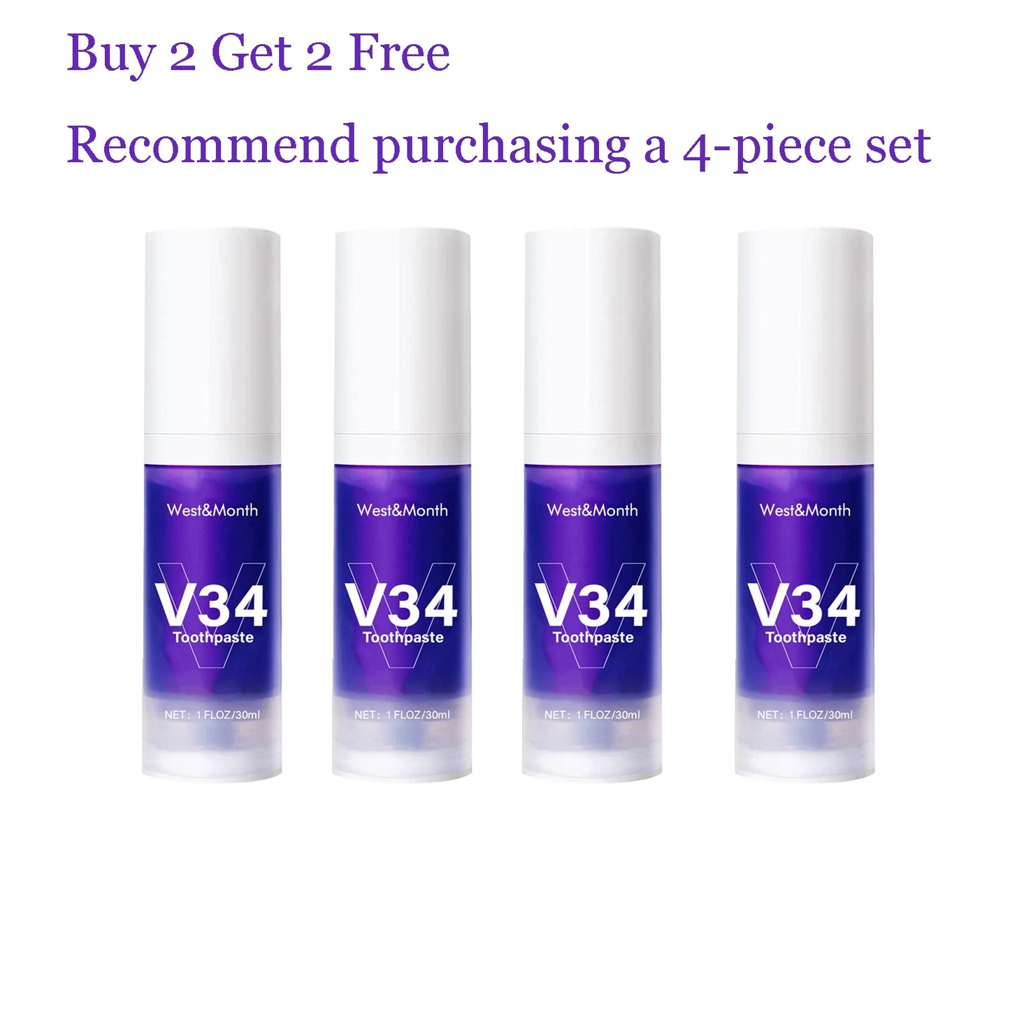 V34 Whitening Toothpaste | Remove Stains & Bad Breath, 30ml