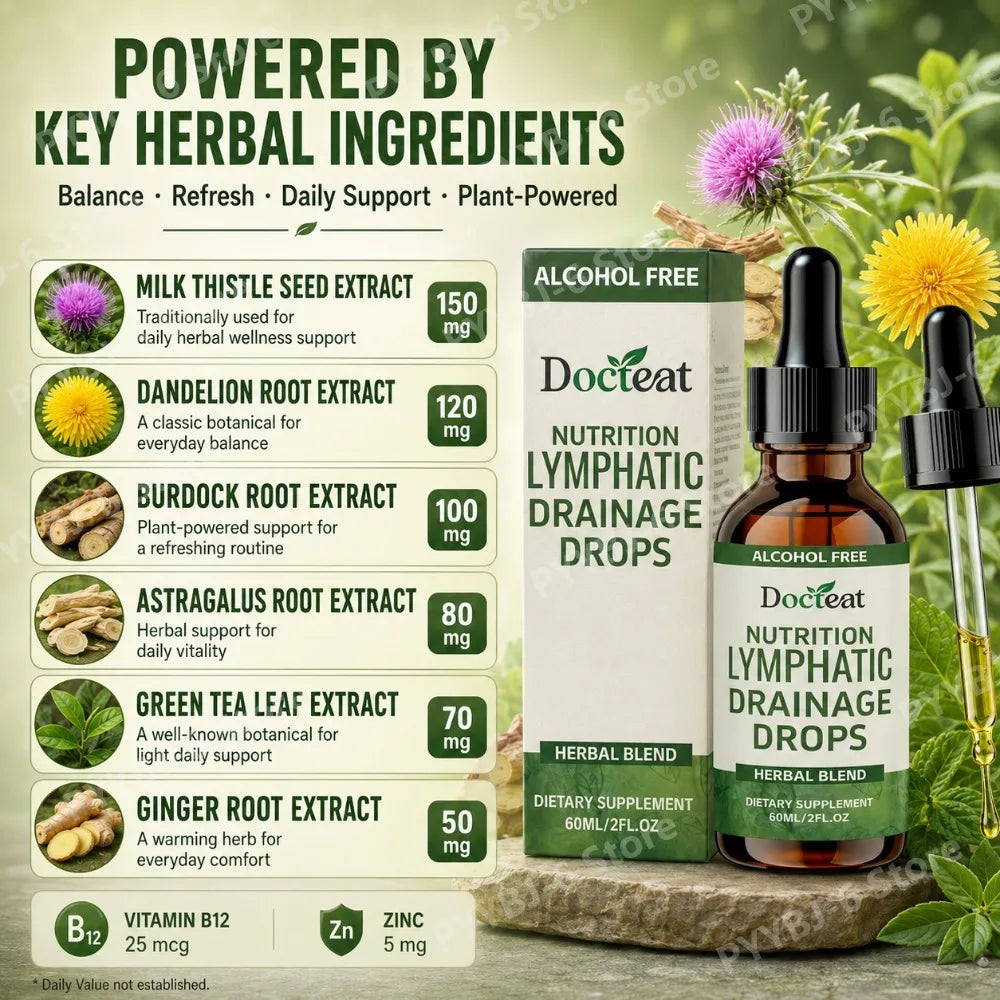 Docteat Lymphatic Drops 60ml | Vitamin B12, Zinc & Dandelion Root