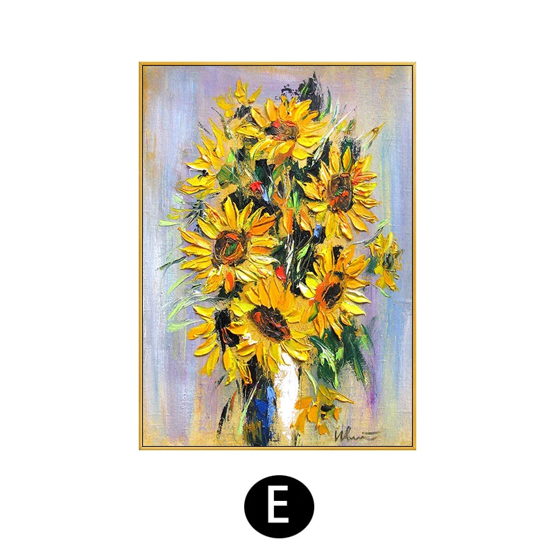 Hand Painted Acrylic Sunflower Canvas Art, Living Room, Bedroom, Corridor, Wall Decor, Modern Decoration, 50x70cm, 120x180cm Peaceful Pleasures Health and Wellness E style 180x250cm