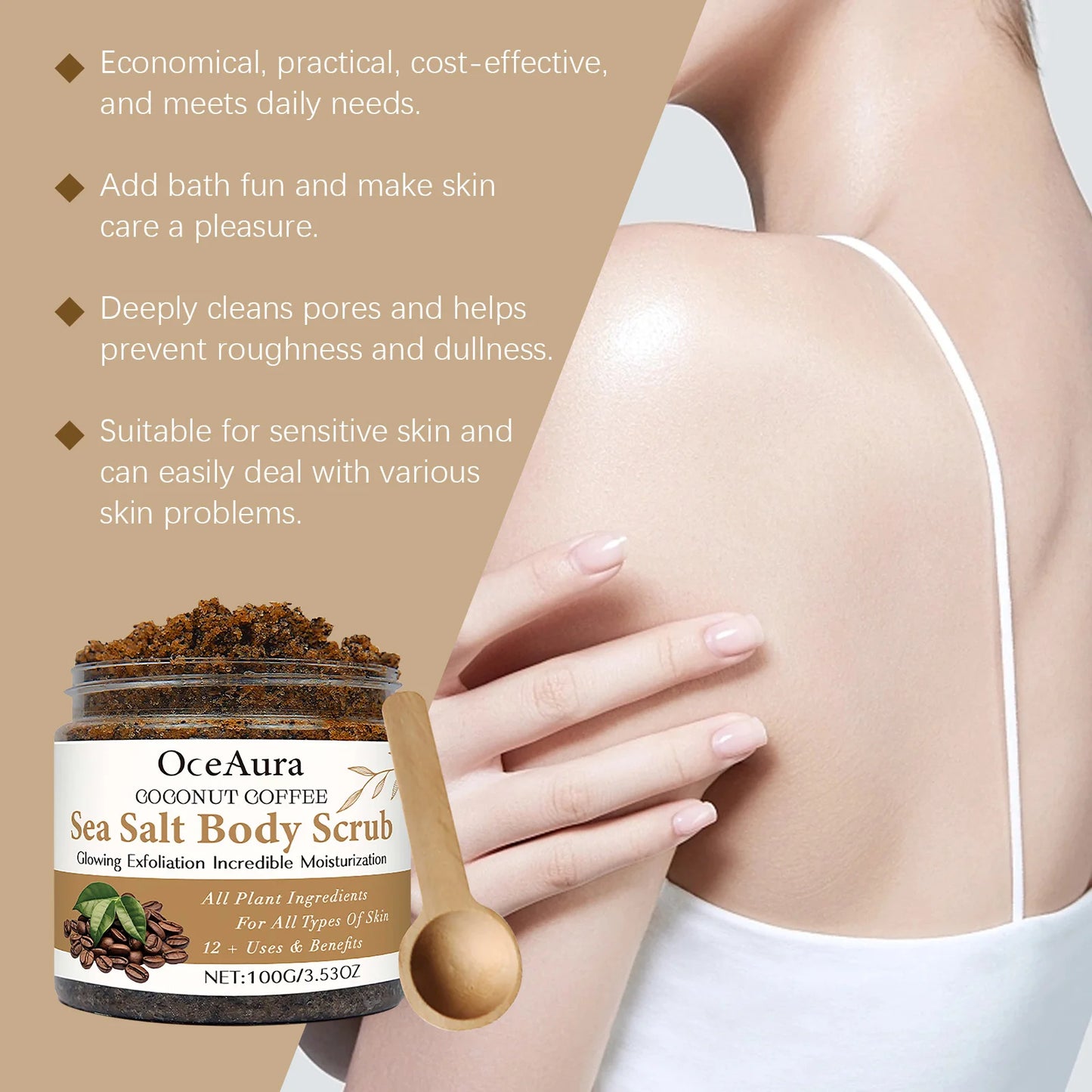 OceAura Brightening Body Scrub – Exfoliate & Moisturize 120g