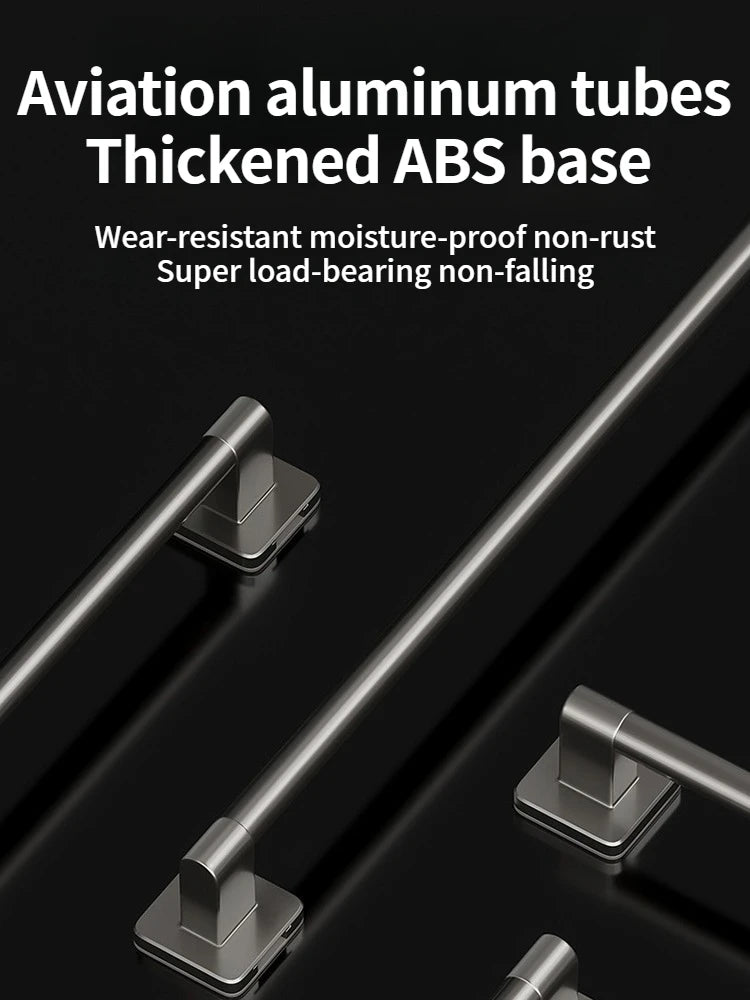 No-Drill Self-Adhesive Towel Bar | Black Aluminum Towel Rack